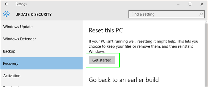 Win 10 Reset Step 4