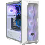 TD500 ARGB Mesh White Coolermaster ATX mid tower case MCB-D500D-WGNN-S01 built front Angle