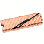 Gigabyte AORUS PCIe Gen 4 NVMe M.2 SSD drive with full copper heatsink enclosure top angle