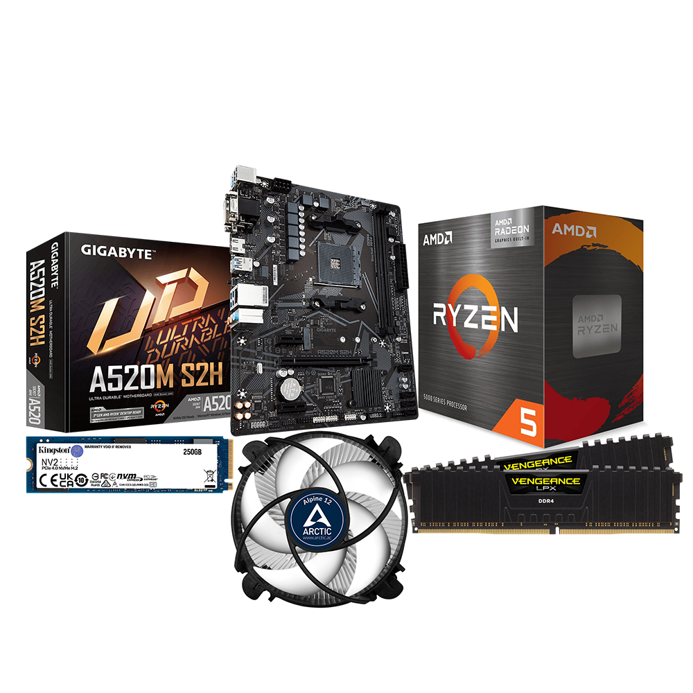 Motherboard Bundle – R5 5600G, 16GB, 250GB, A520