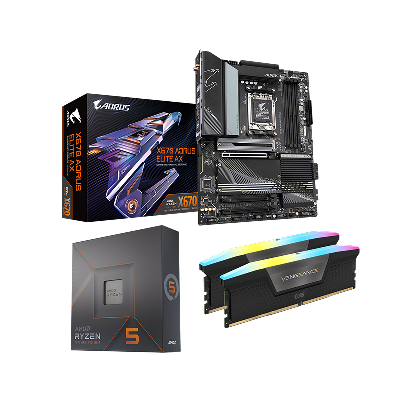 AMD Ryzen™ 7 7700X, Gigabyte Aorus Elite AX with 32GB DDR5 RAM Motherboard Bundle