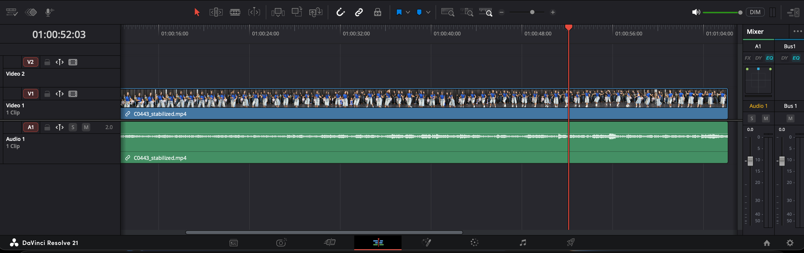 DaVinci Resolve editing timeline