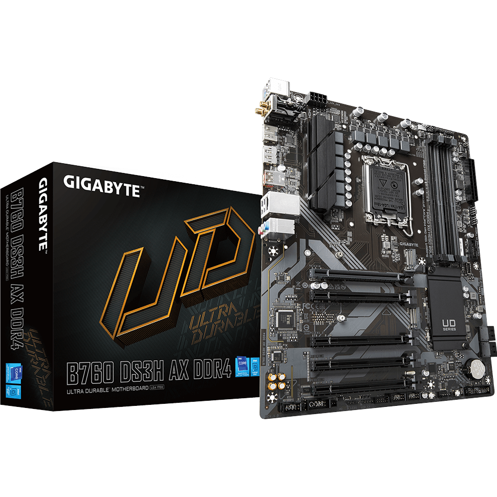 Gigabyte B760 DS3H AX DDR4 ATX Motherboard (Open Box, No I/O Shield) Gigabyte B760 DS3H AX DDR4 ATX Motherboard (Open Box, No I/O Shield)